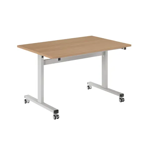 Pro Flip Rectangular Table - W1200 x D800 x H725mm - White Legs - Beech